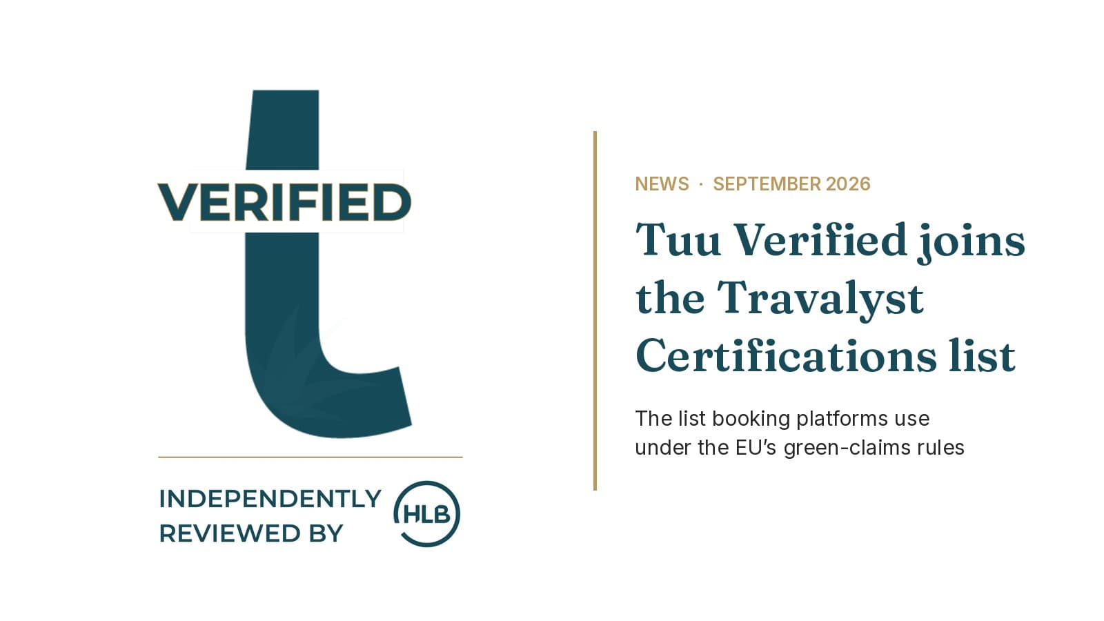 Tuu Verified is now on the Travalyst Certifications list.